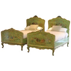Matching Pair of Venetian Painted Antique Beds, WP30