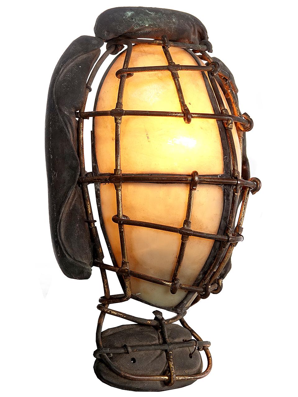 20th Century Matching Pair of Very Unique Baseball Catchers Mask Wall Sconces