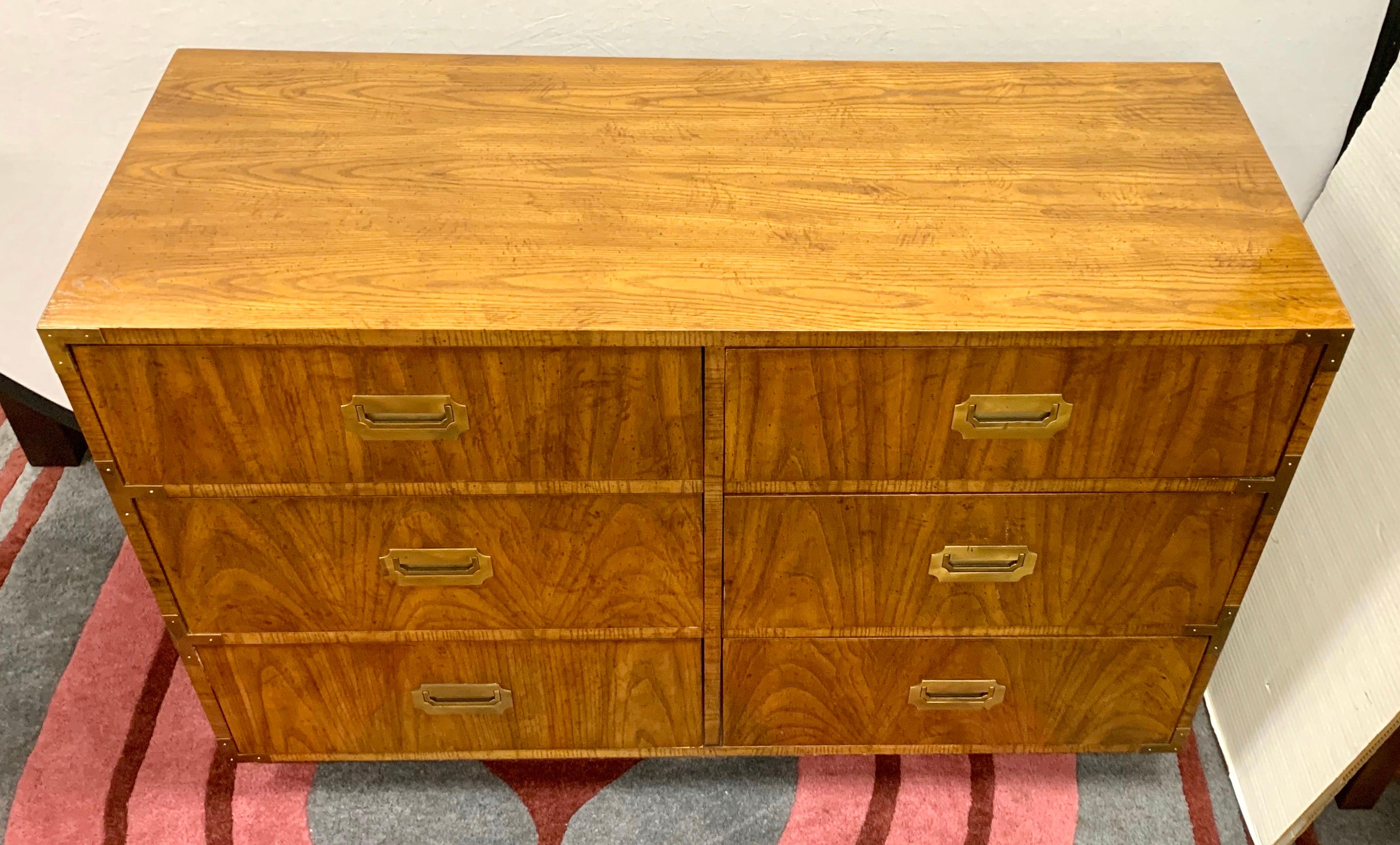 Mid-Century Modern Matching Pair of Vintage Campaign Style Dressers Chest of Drawers by Dixie