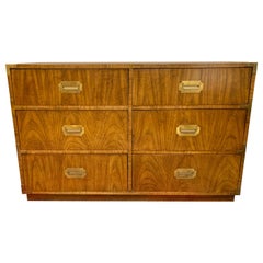 Matching Pair of Retro Campaign Style Dressers Chest of Drawers by Dixie