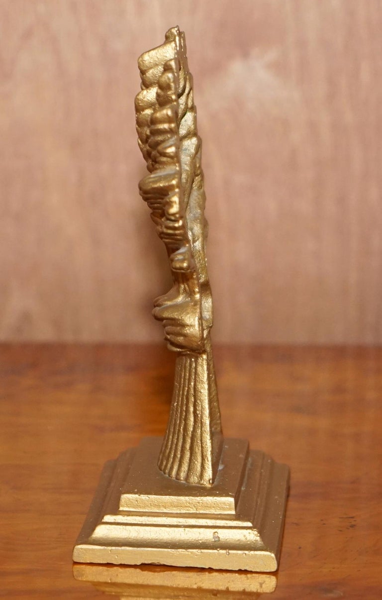 Matching Pair of Vintage circa 1930's Brass Wheat Sheaves Door Stops