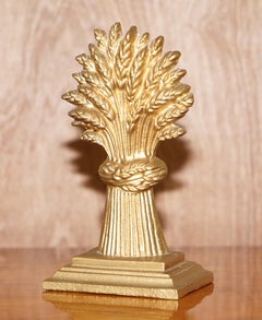 Matching Pair of Vintage circa 1930's Brass Wheat Sheaves Door Stops