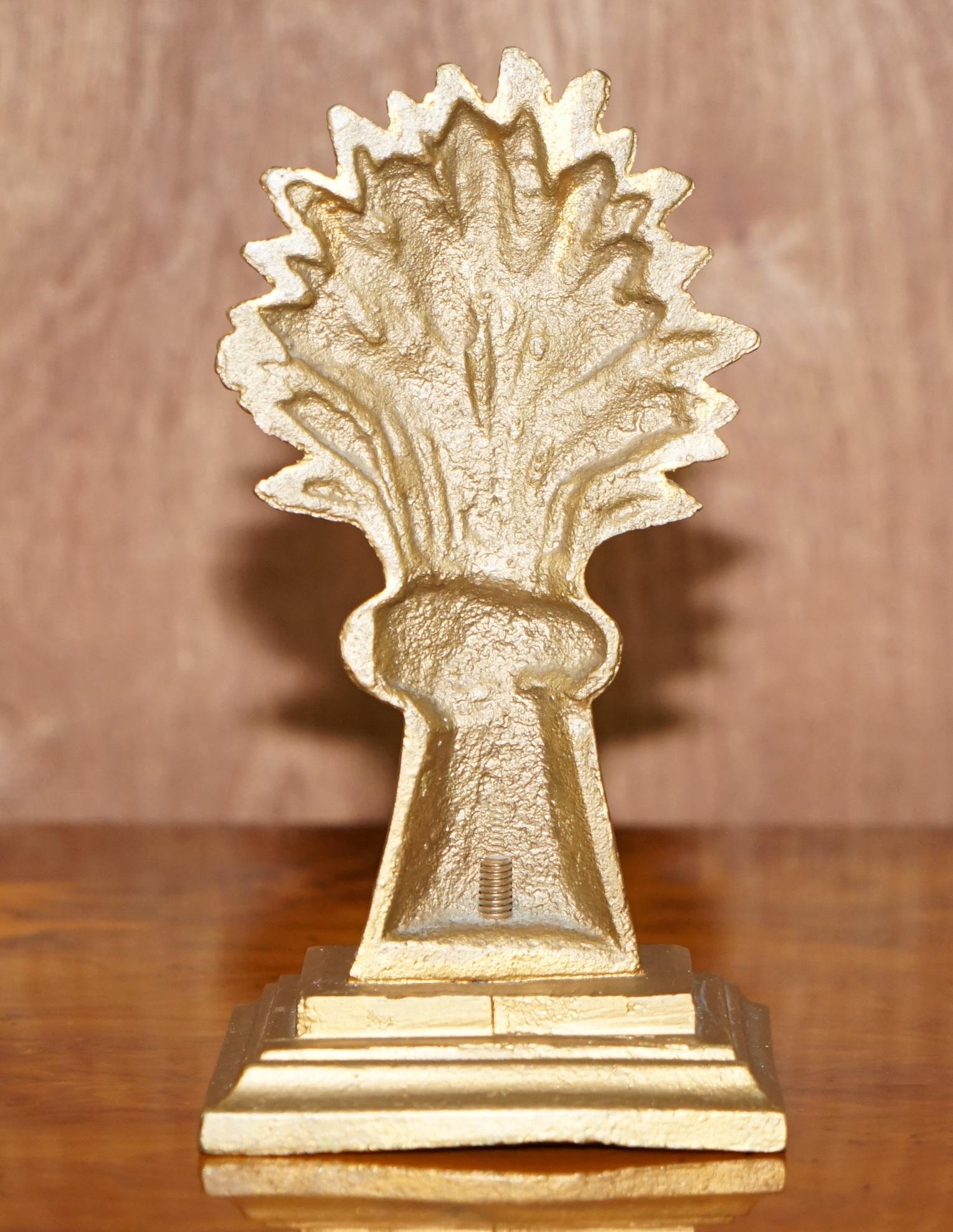 Mid-20th Century Matching Pair of Vintage circa 1930's Brass Wheat Sheaves Door Stops