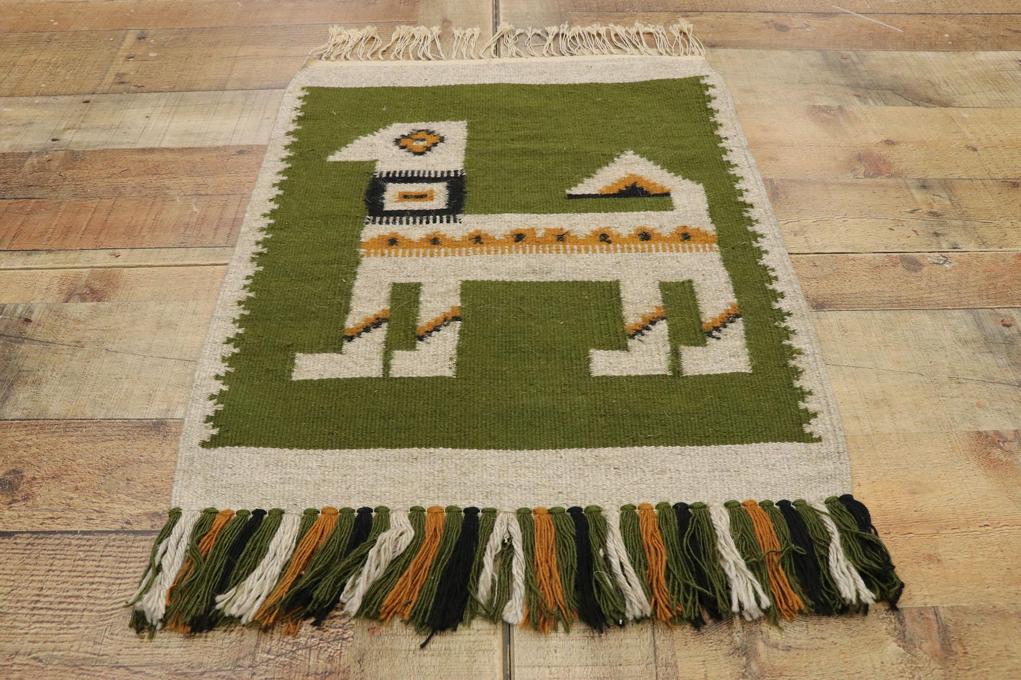 Matching Pair of Vintage Russian Kilim Rugs with Folk Art Style 2