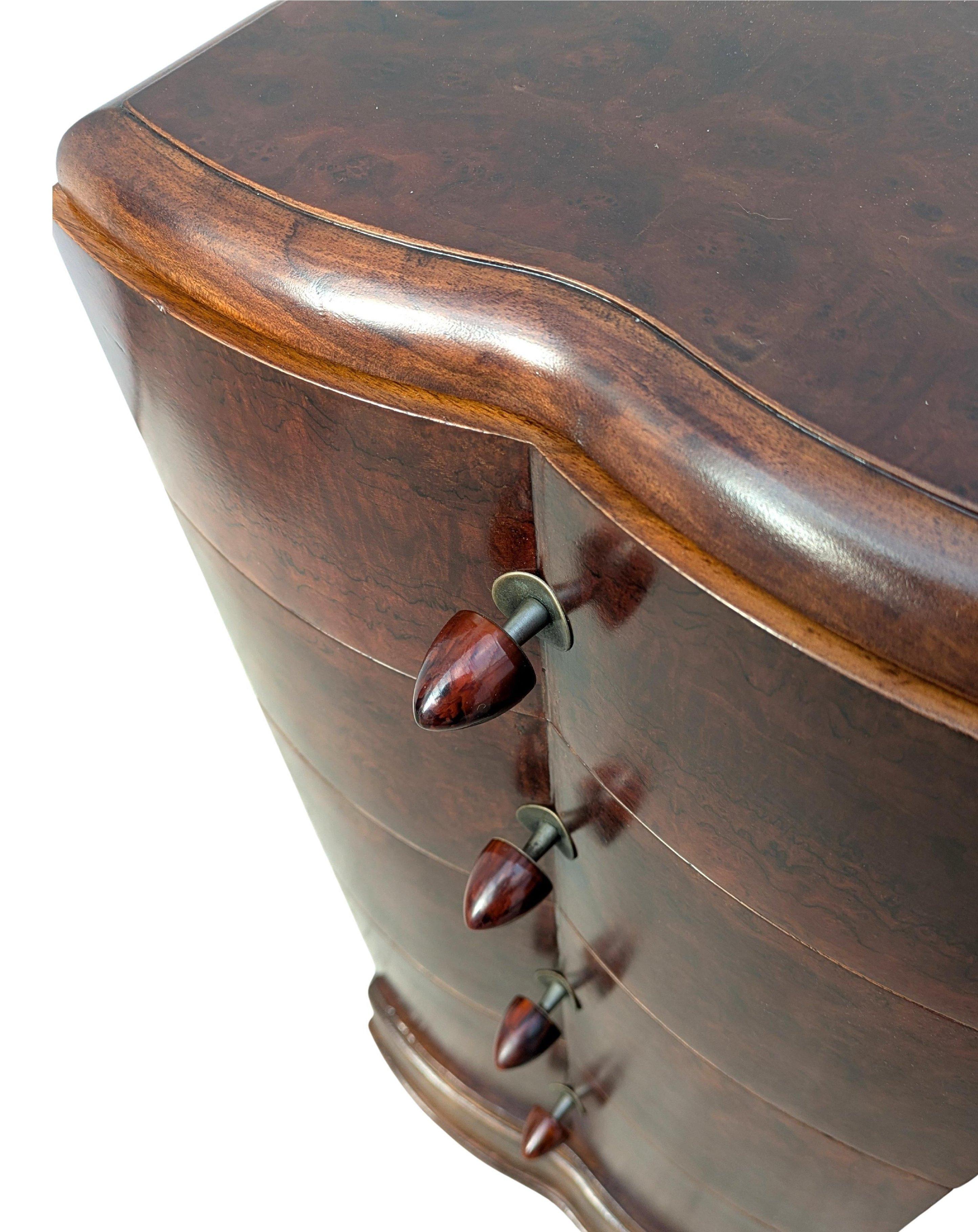 Matching Pair Of Walnut Art Deco Bedside Cabinet Nightstands, c1930 For Sale 5