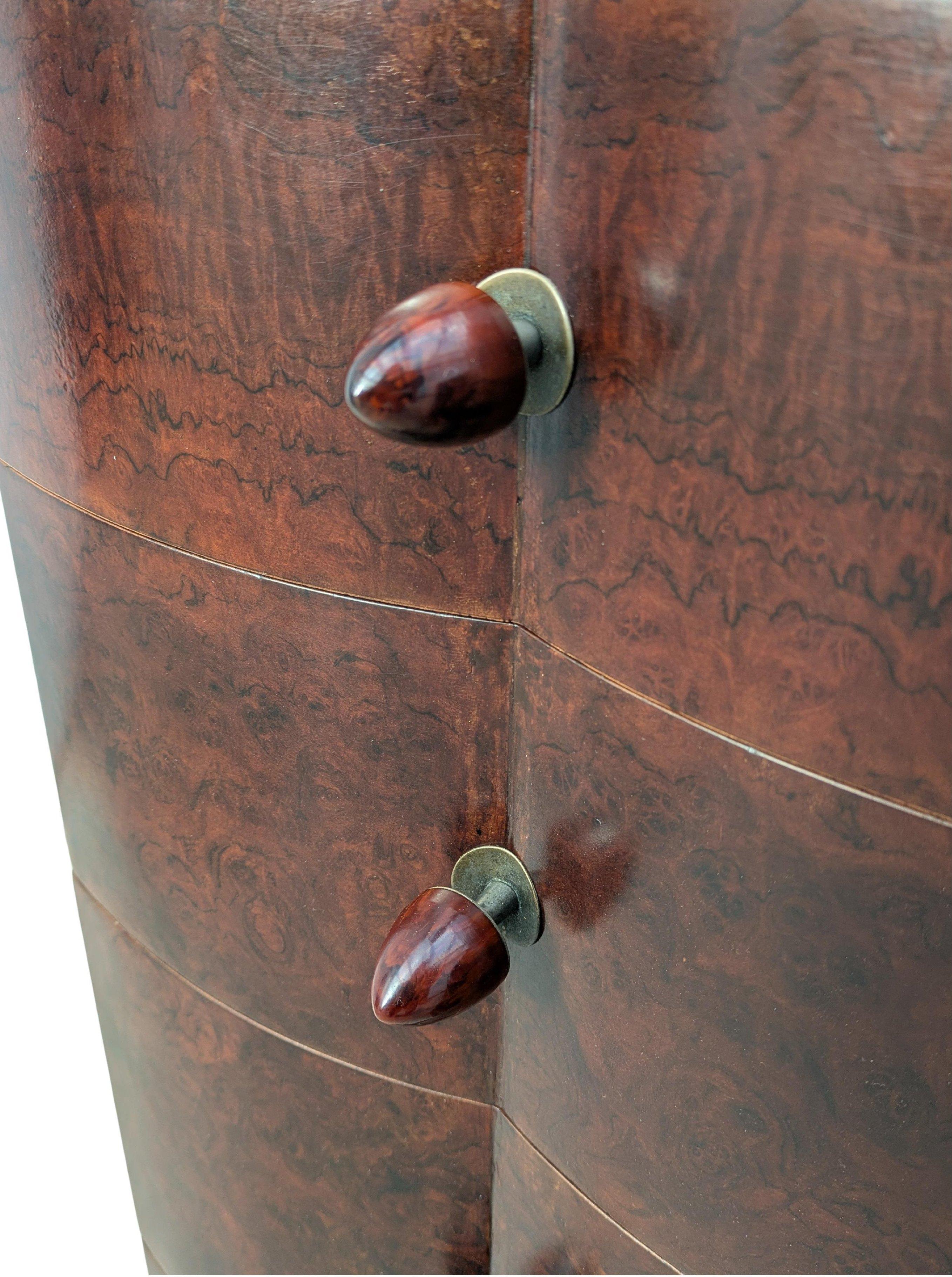 Matching Pair Of Walnut Art Deco Bedside Cabinet Nightstands, c1930 For Sale 6