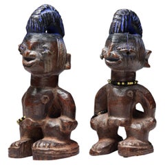 Matching Pair of Yoruba Twin Figures Ibeji Nigeria African Tribal Art beads