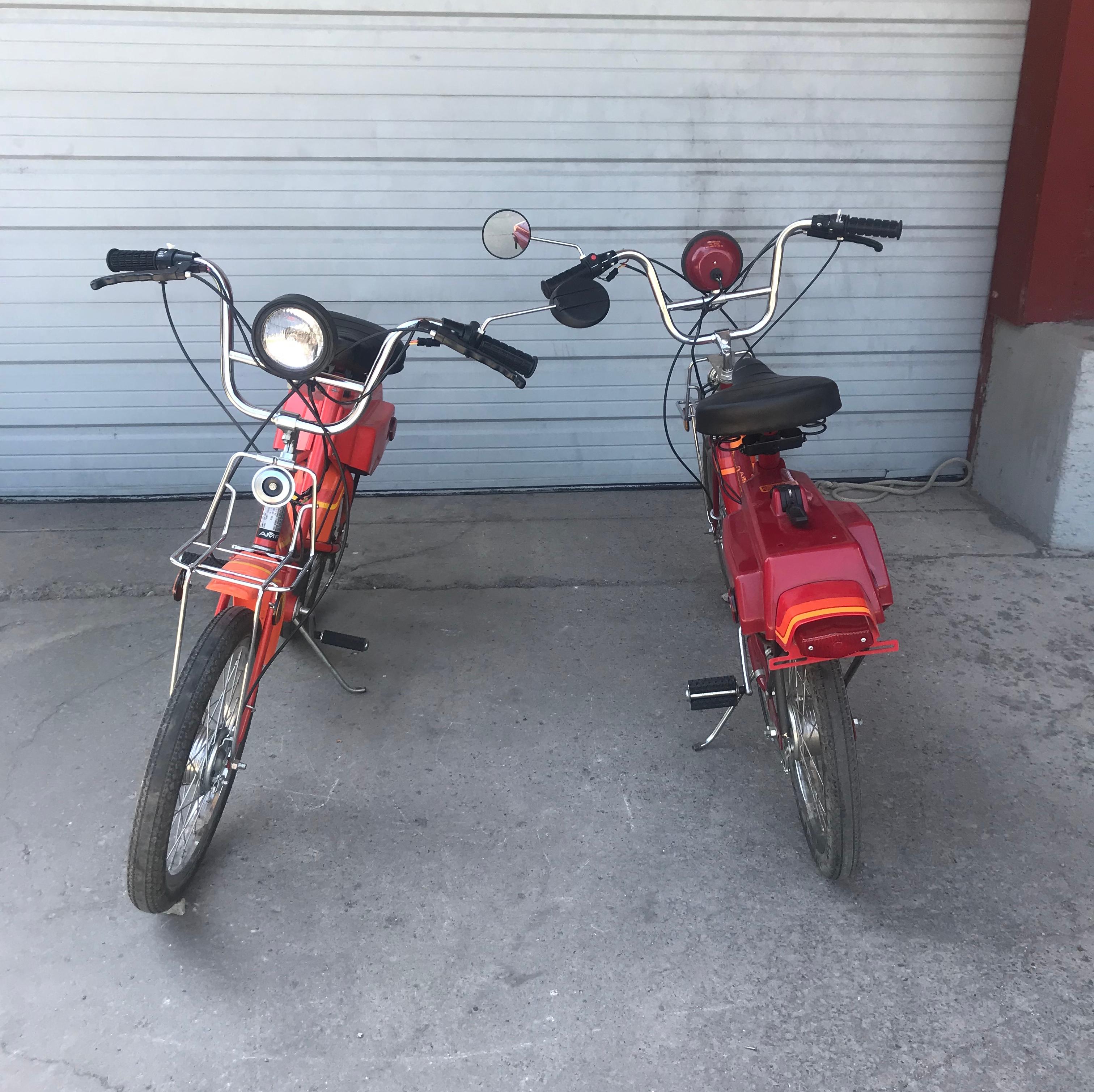 Late 20th Century Matching Pair of Pop Modernist Mopeds Manufactured by A M F Roadmaster