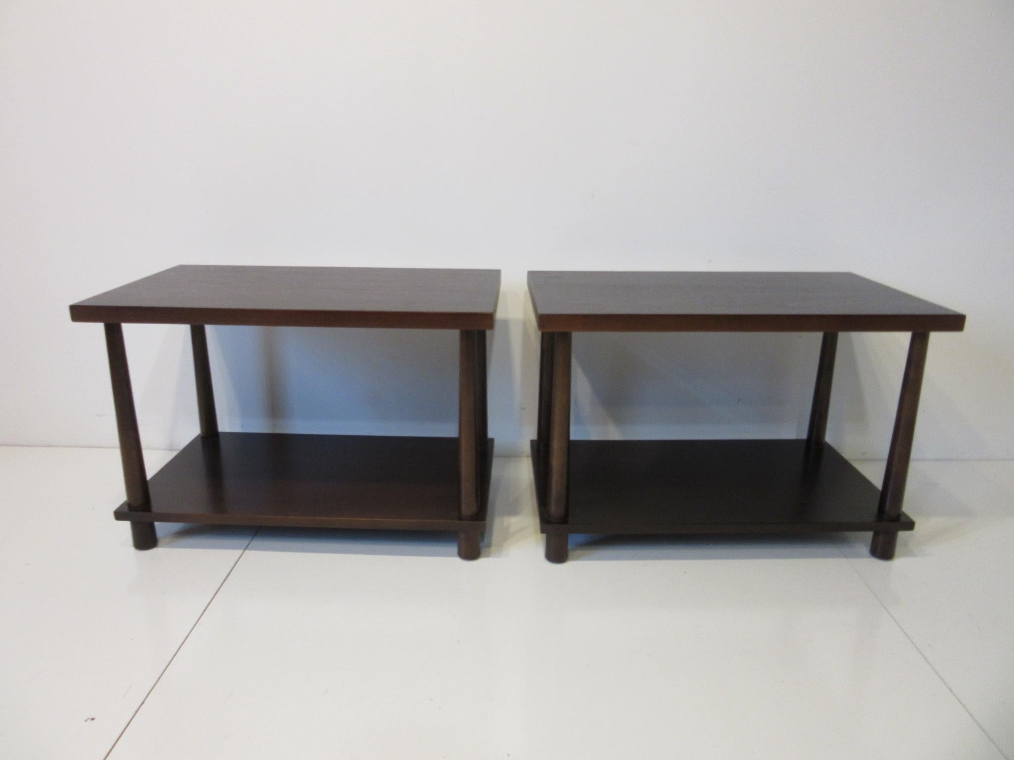 Mid-Century Modern Matching Pair Side Tables / Nightstands by T.H. RobsJohn Gibbings for Widdicomb