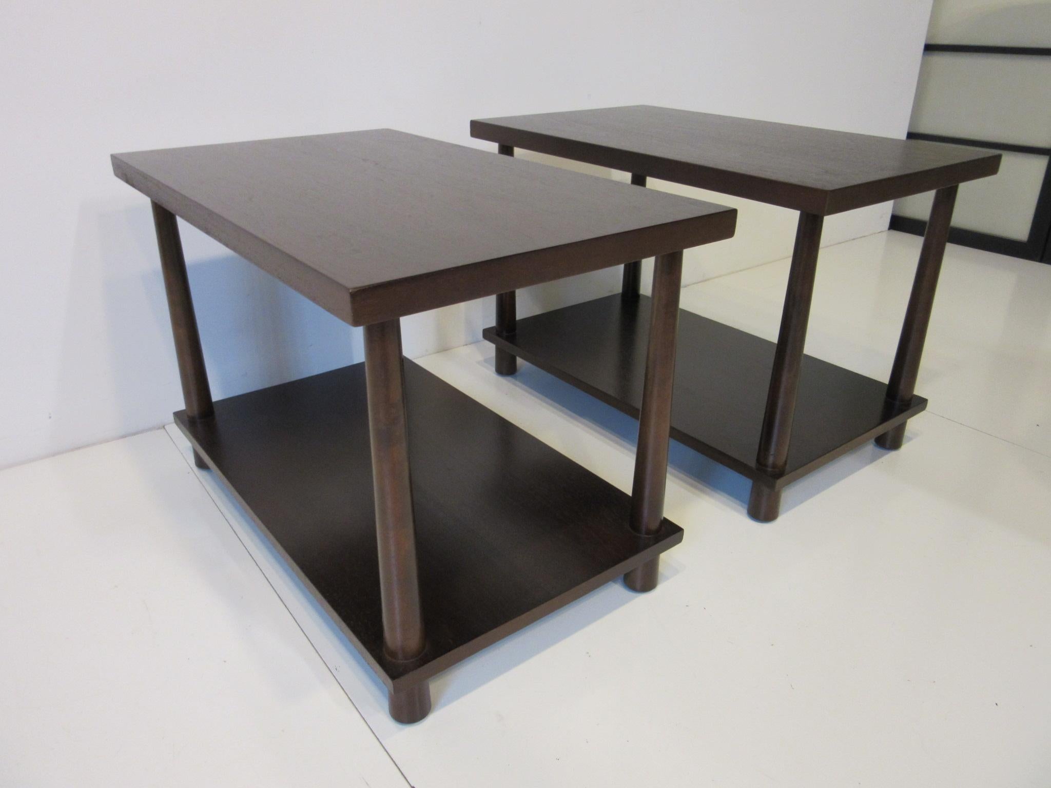 American Matching Pair Side Tables / Nightstands by T.H. RobsJohn Gibbings for Widdicomb