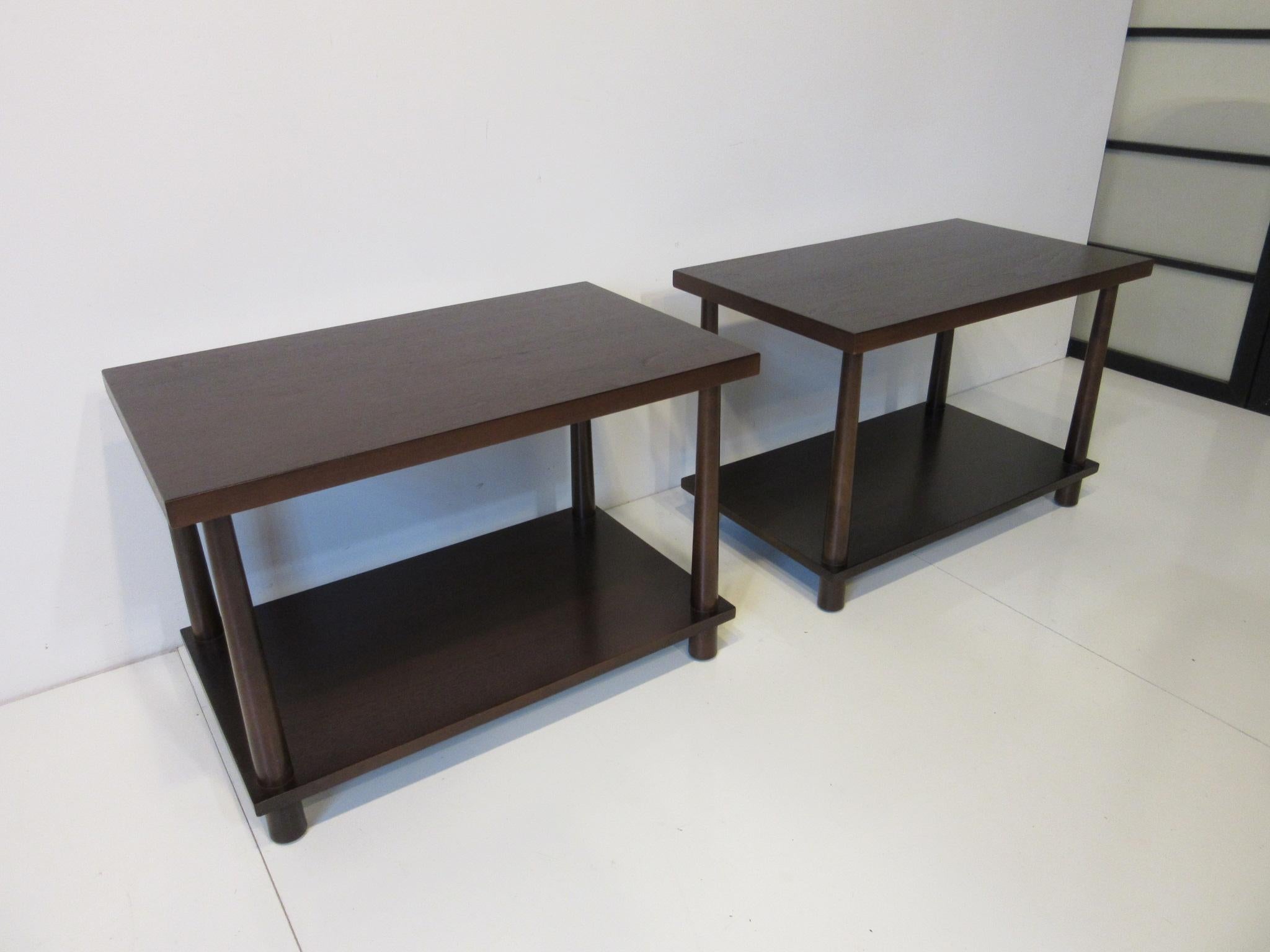 Wood Matching Pair Side Tables / Nightstands by T.H. RobsJohn Gibbings for Widdicomb