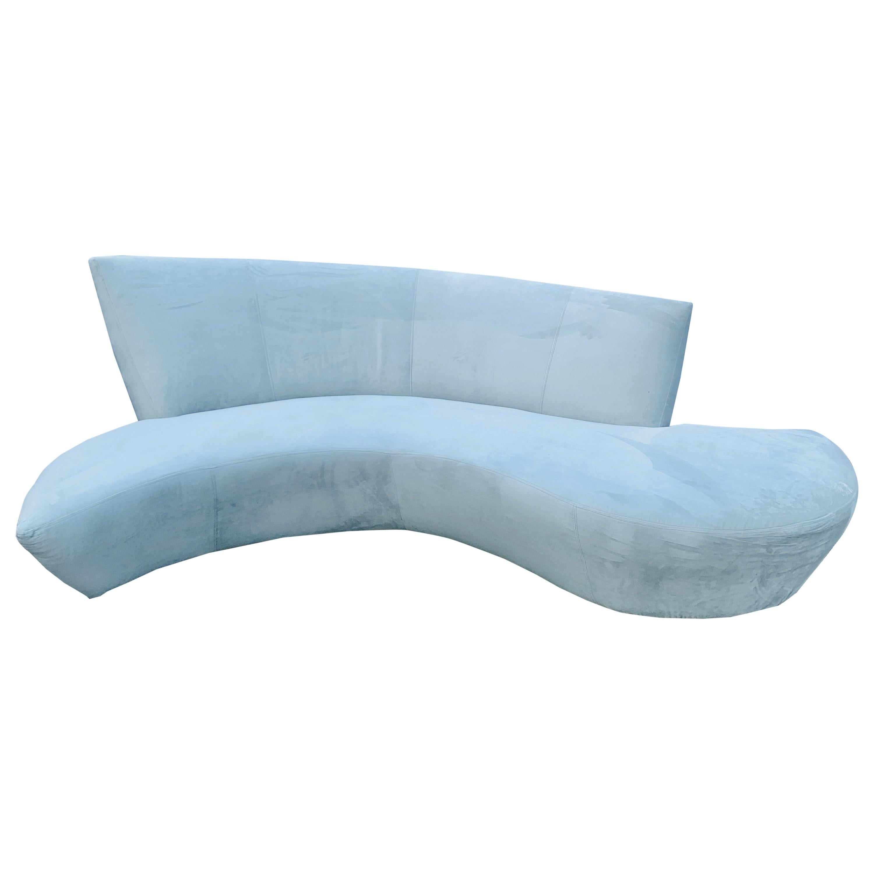 Matching Pair Vladimir Kagan Bilbao Serpentine Curved Sofas with New Upholstery