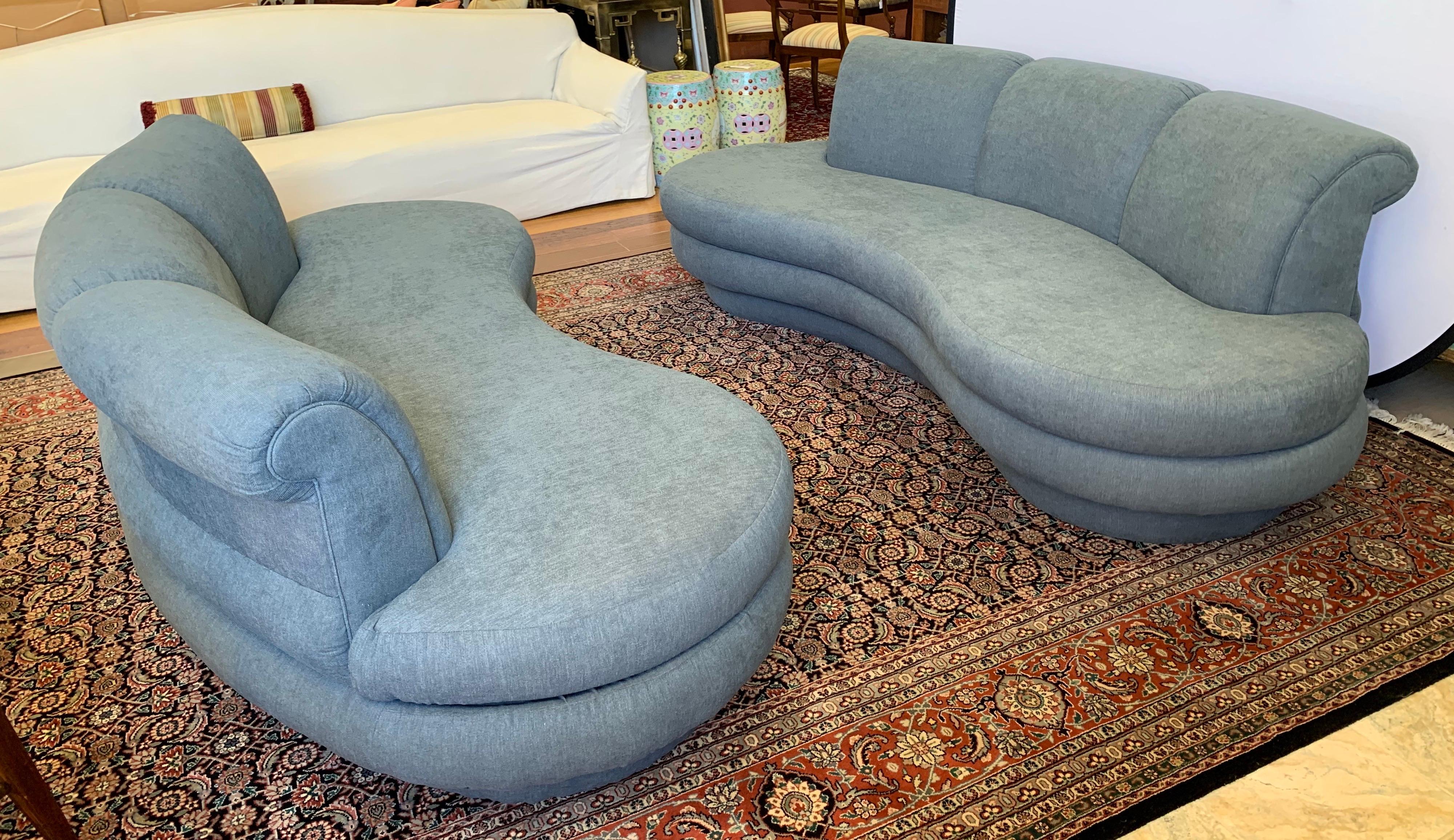 Matching Pearsall Comfort Design Cloud Sofas New Upholstered in Slate Gray, Pair 4