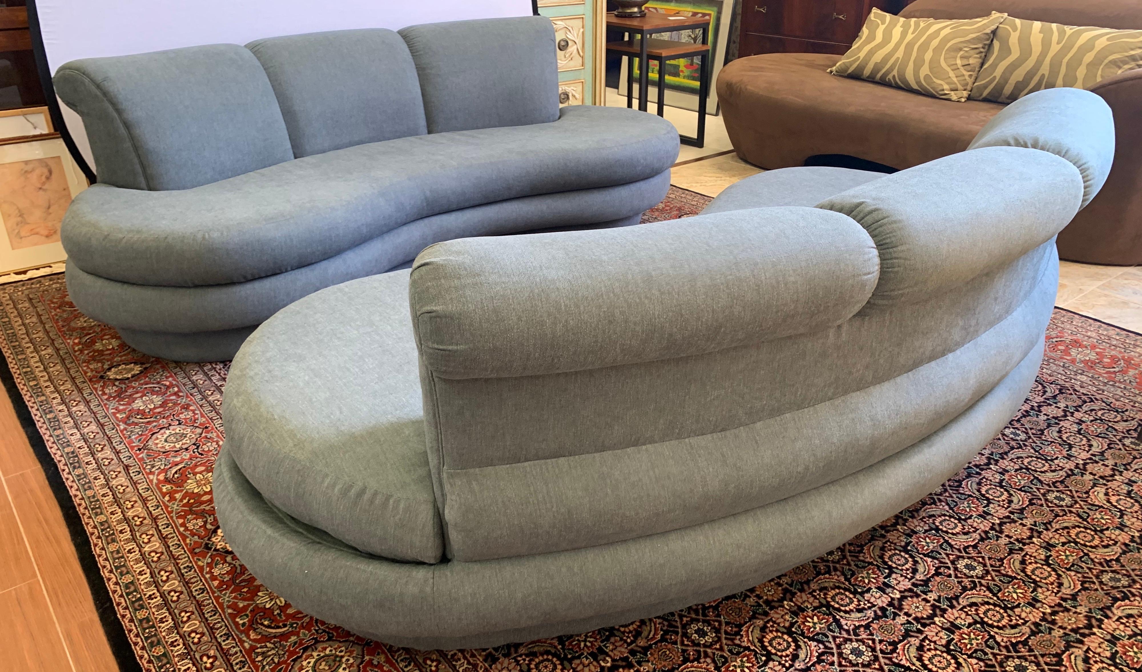 Matching Pearsall Comfort Design Cloud Sofas New Upholstered in Slate Gray, Pair 8