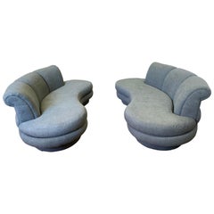 Matching Pearsall Comfort Design Cloud Sofas New Upholstered in Slate Gray, Pair