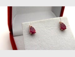 Pendientes de rubí a juego con diamantes Oro de 14 KT