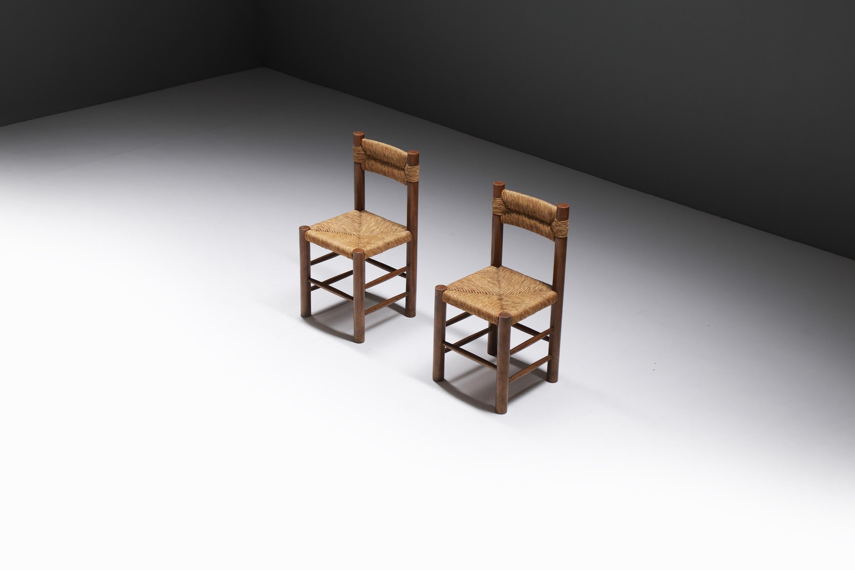 French Matching set of Dordogne chairs by Charlotte Perriand for Robert Sentou - France