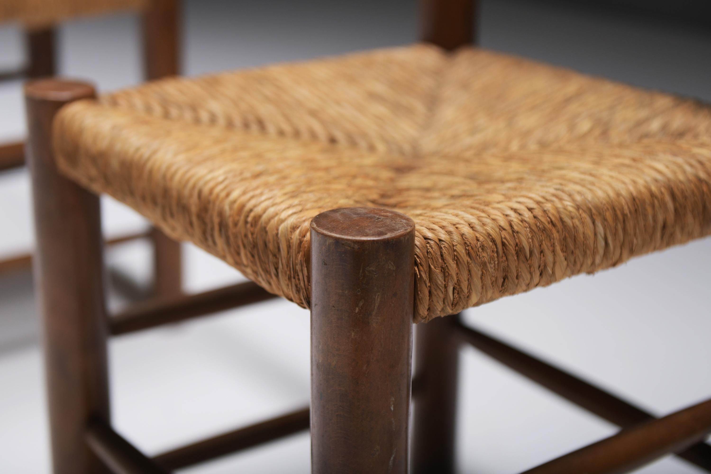 Matching set of Dordogne chairs by Charlotte Perriand for Robert Sentou - France In Good Condition In Buggenhout, Oost-Vlaanderen