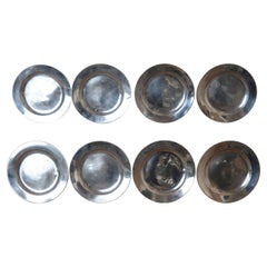 Matching Set of 8 Antique Polished Pewter Plates, English, 18th Century