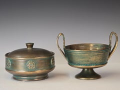 Matching Set of Copper Luster Bowl and Box by Ugo Zaccagnini