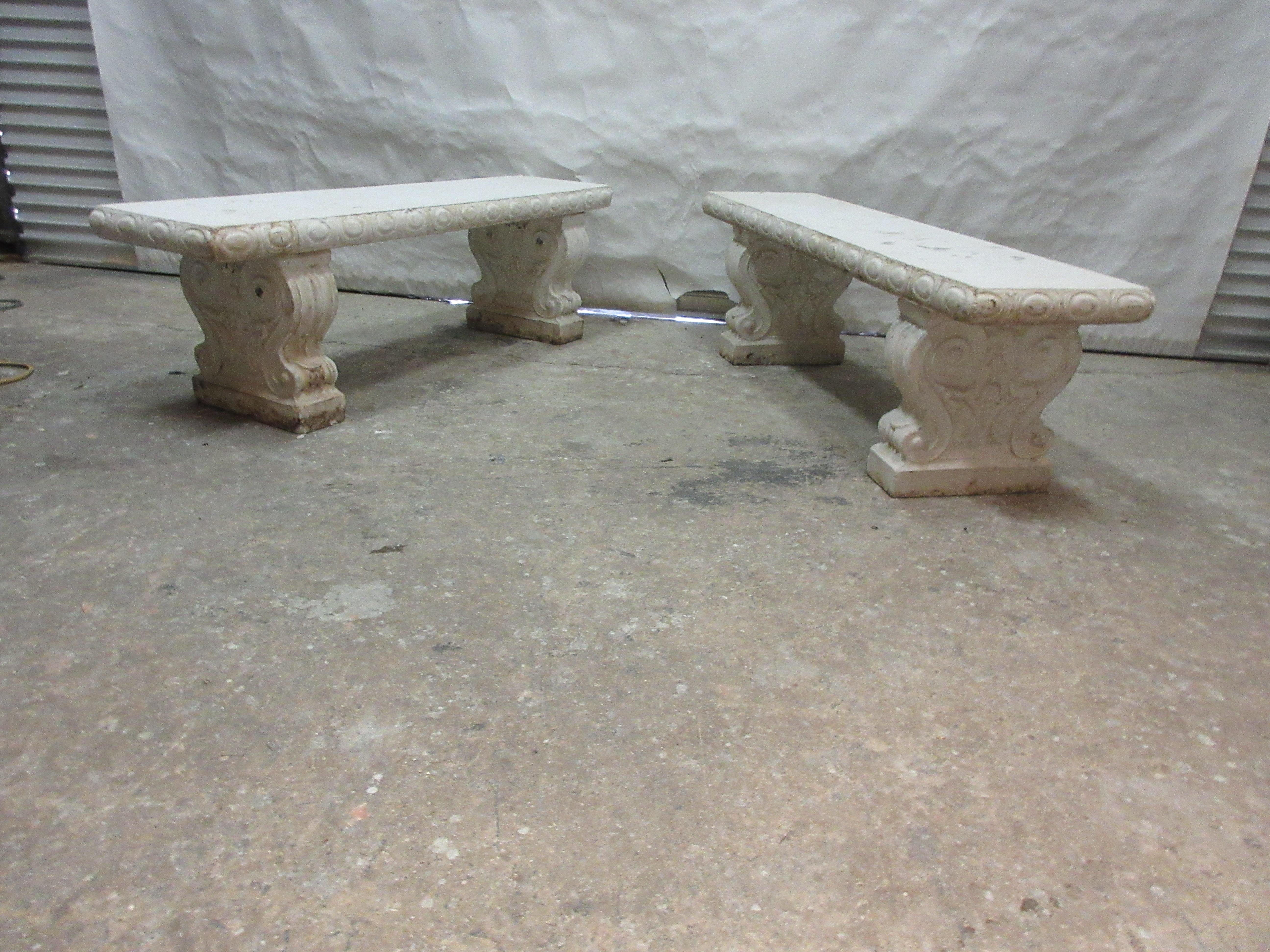This is a matching set of Greek garden benches, there in excellent condition for there age.