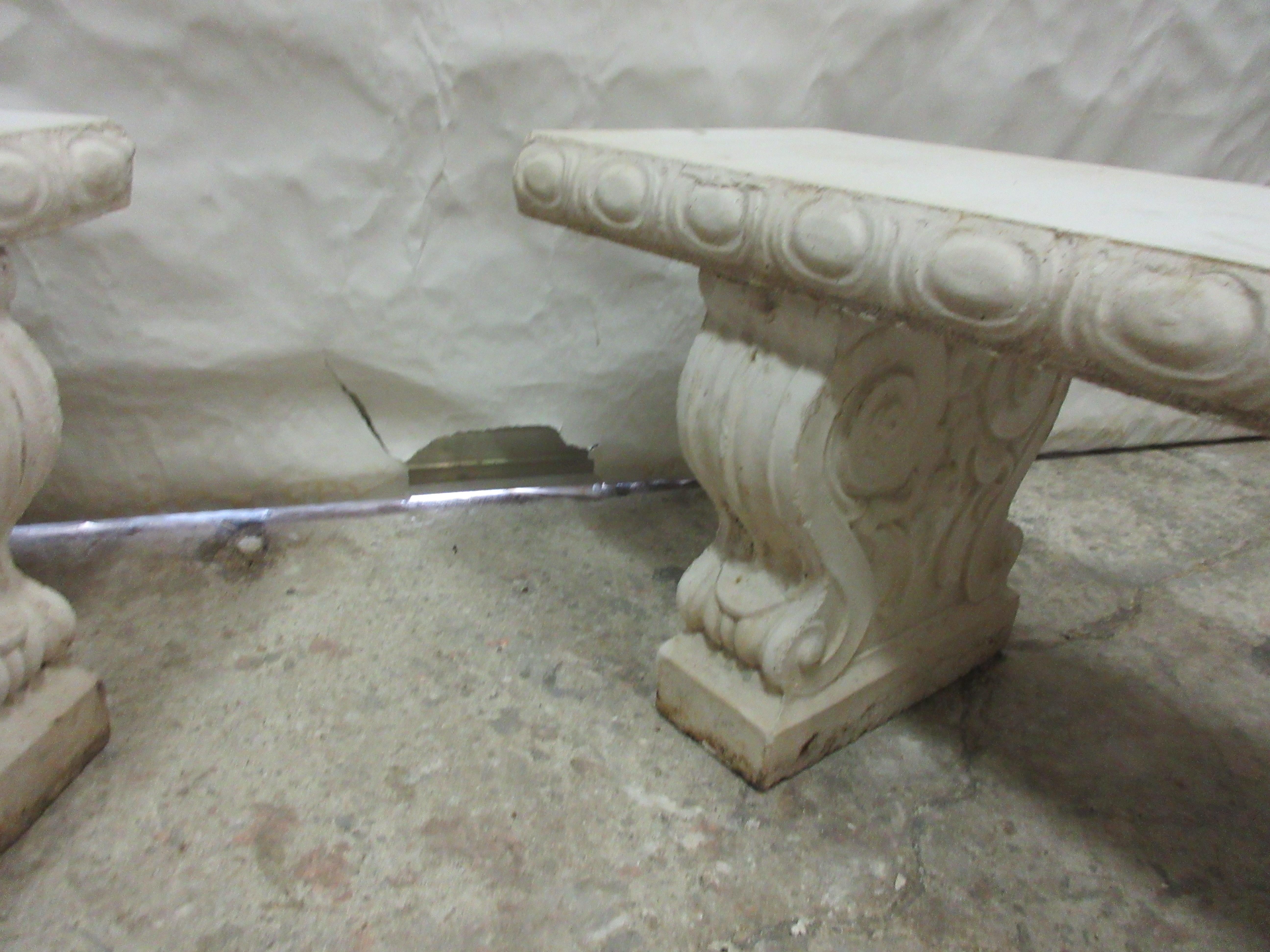 Hand-Crafted Matching Set of Greek Garden Benches
