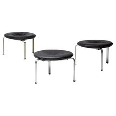 Matching Set of Three Poul Kjærholm PK33 Stools by E. Kold Christensen