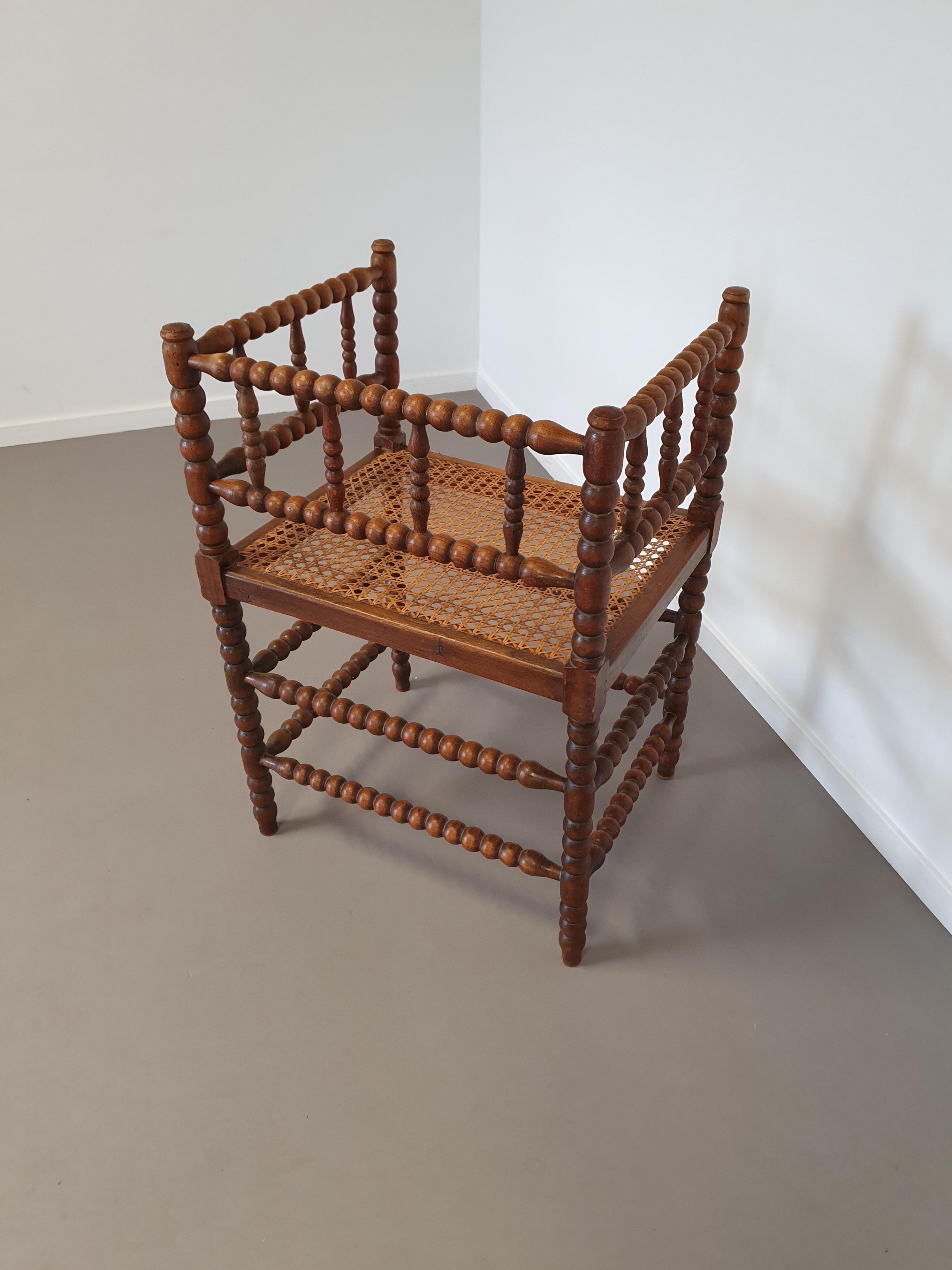 Mid-20th Century Matching webbing Bobbin family group 1 x bench , 3 x chair For Sale