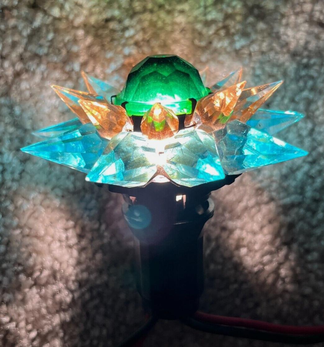 American Matchless Wonder Star #910 Blue, Pink & Green  Crystal C-9 Holiday Bulb 1936 For Sale