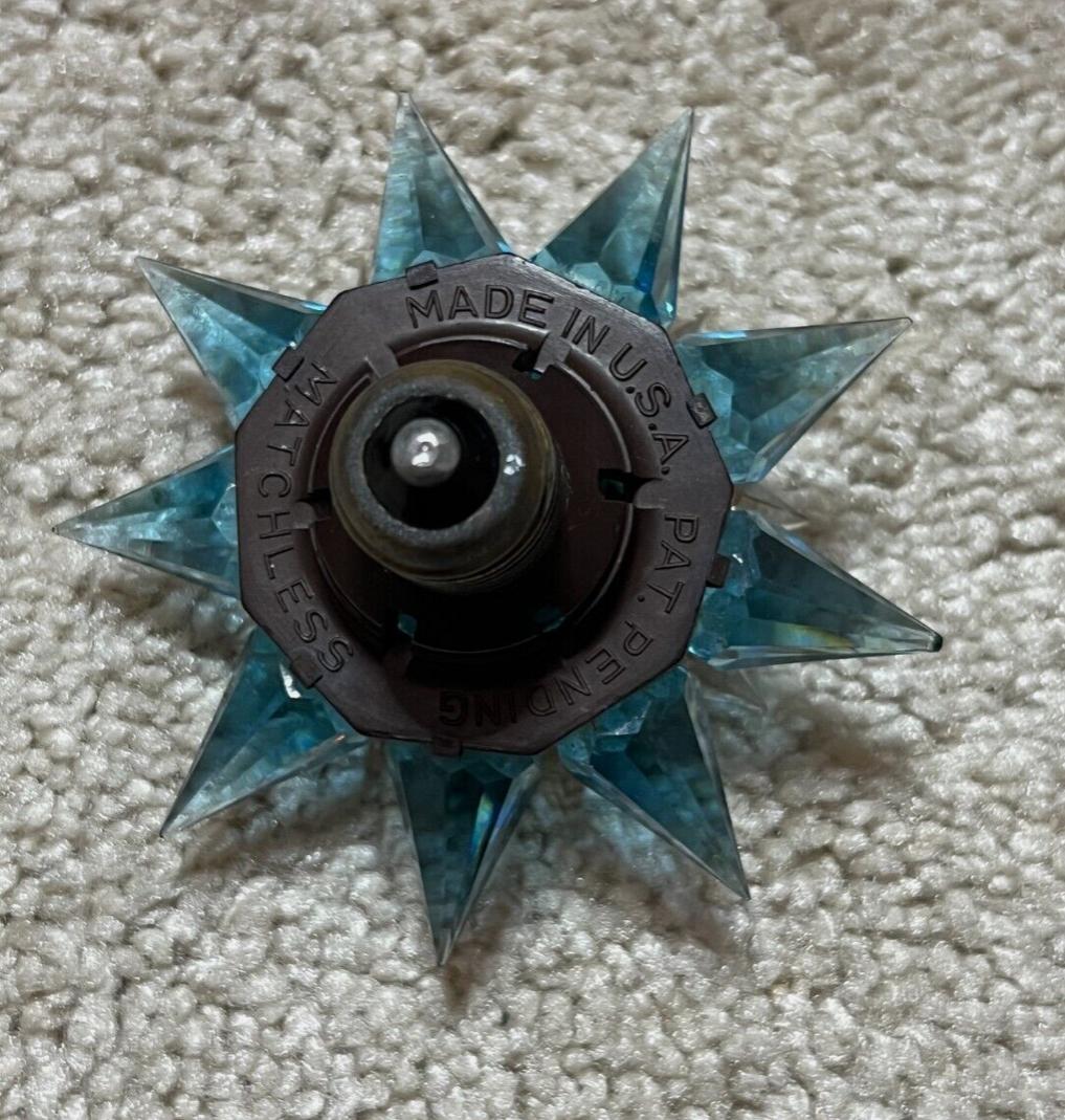 Mid-20th Century Matchless Wonder Star #910 Blue, Pink & Green  Crystal C-9 Holiday Bulb 1936 For Sale