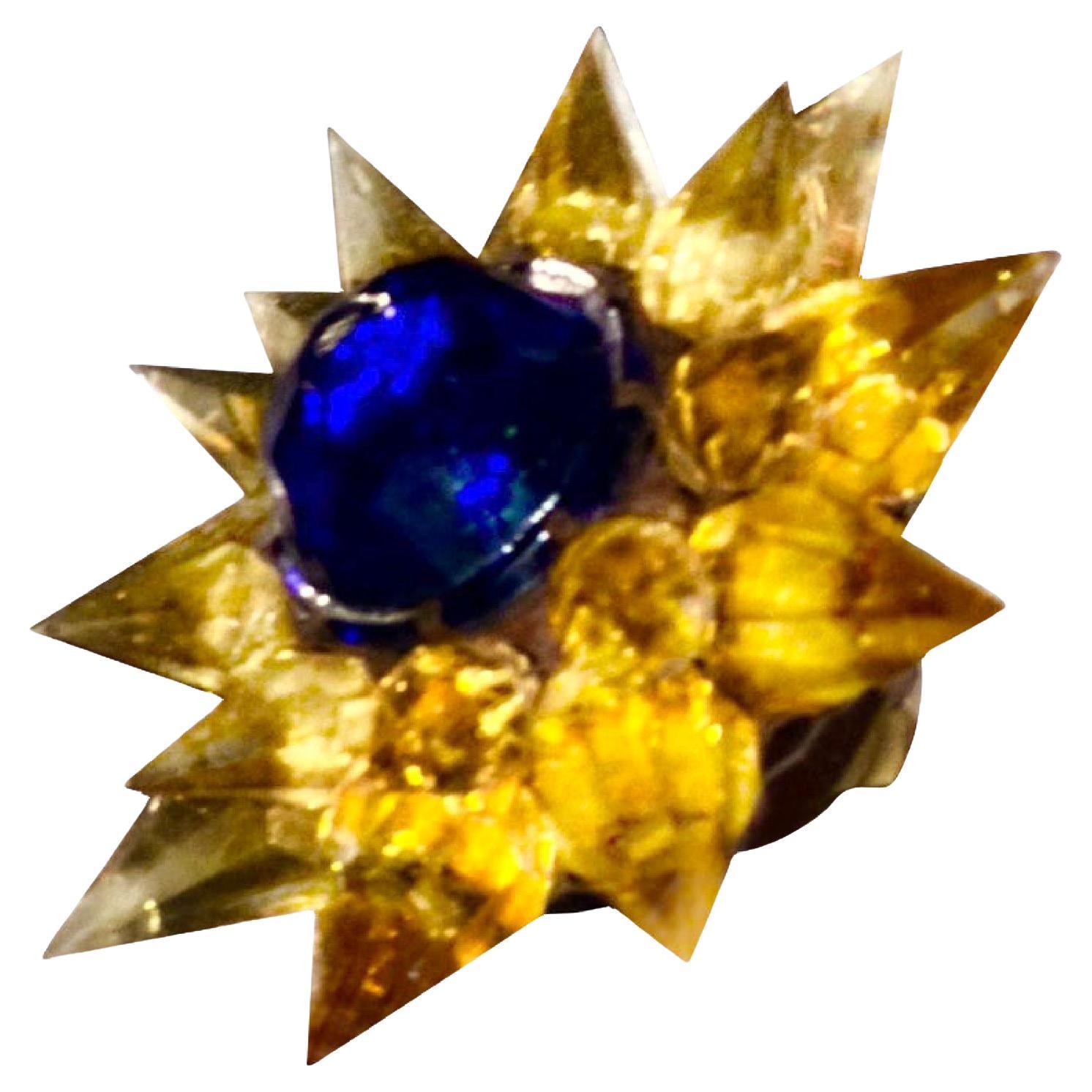 Matchless Wonder Star #910 Double Row Amber & Blue Crystal C-9 Holiday Bulb 1936 For Sale