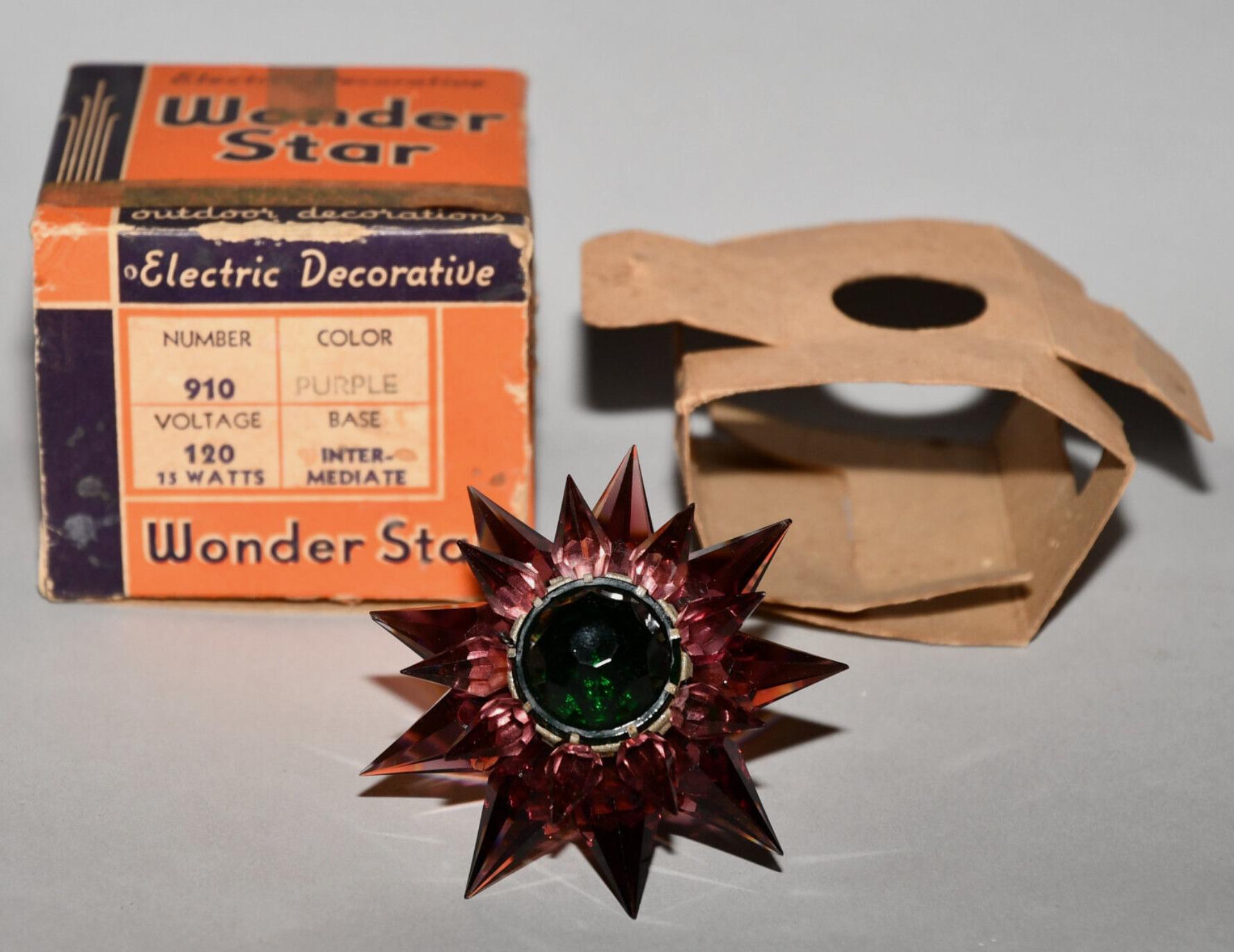 Matchless Wonder Star #910 Rare Purple & Amber Crystal C-9 Holiday Bulb 1936 For Sale 5