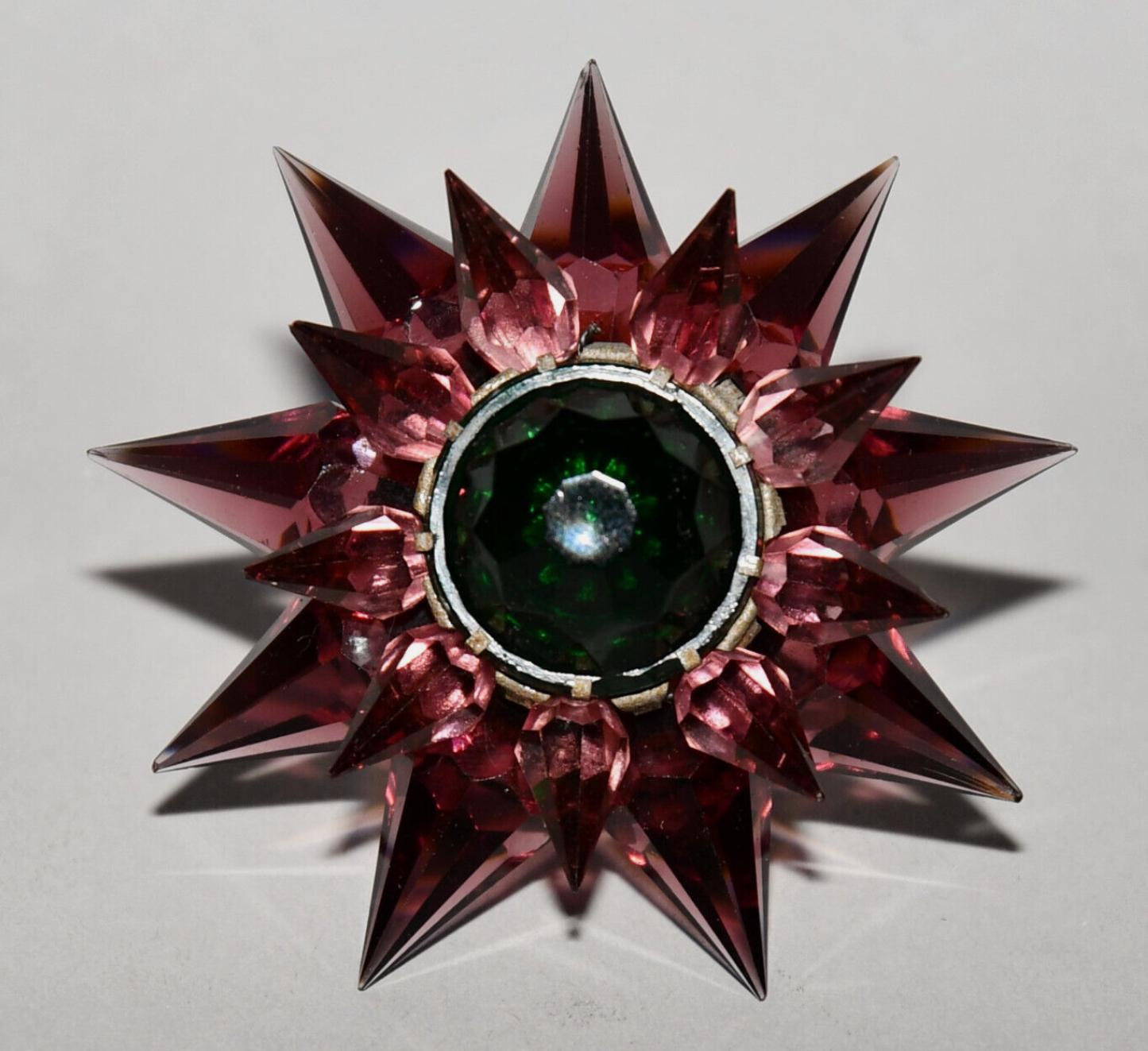 Matchless Wonder Star #910 Rare Purple & Amber Crystal C-9 Holiday Bulb 1936 In Good Condition For Sale In Brooklyn, NY