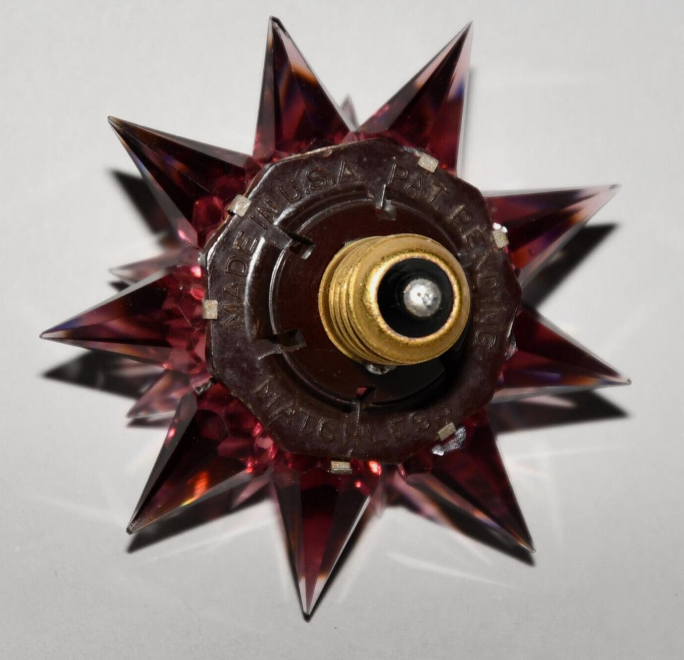 Matchless Wonder Star #910 Rare Purple & Amber Crystal C-9 Holiday Bulb 1936 For Sale 2