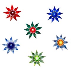 Matchless Wonder Star Single-Row Multicolor Crystal C-6 Set of Bulbs, USA, 1930s