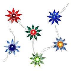 Antique Matchless Wonder Star Single-Row Multicolor Crystal C-6 Set of Bulbs, USA, 1930s