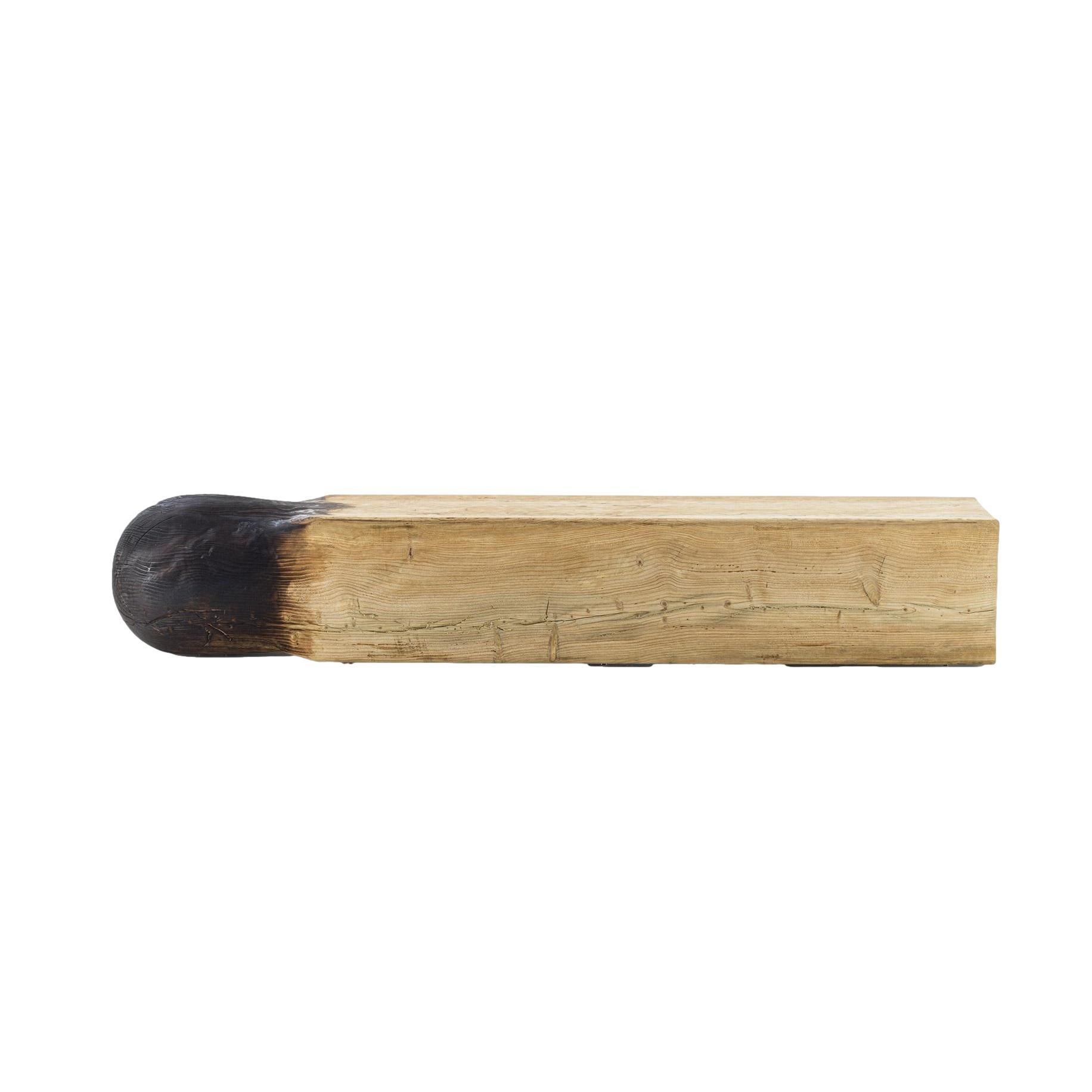Modern Matchstick-Inspired Collectible Bench in Solid Scented Cedar with Vulcano Finish For Sale
