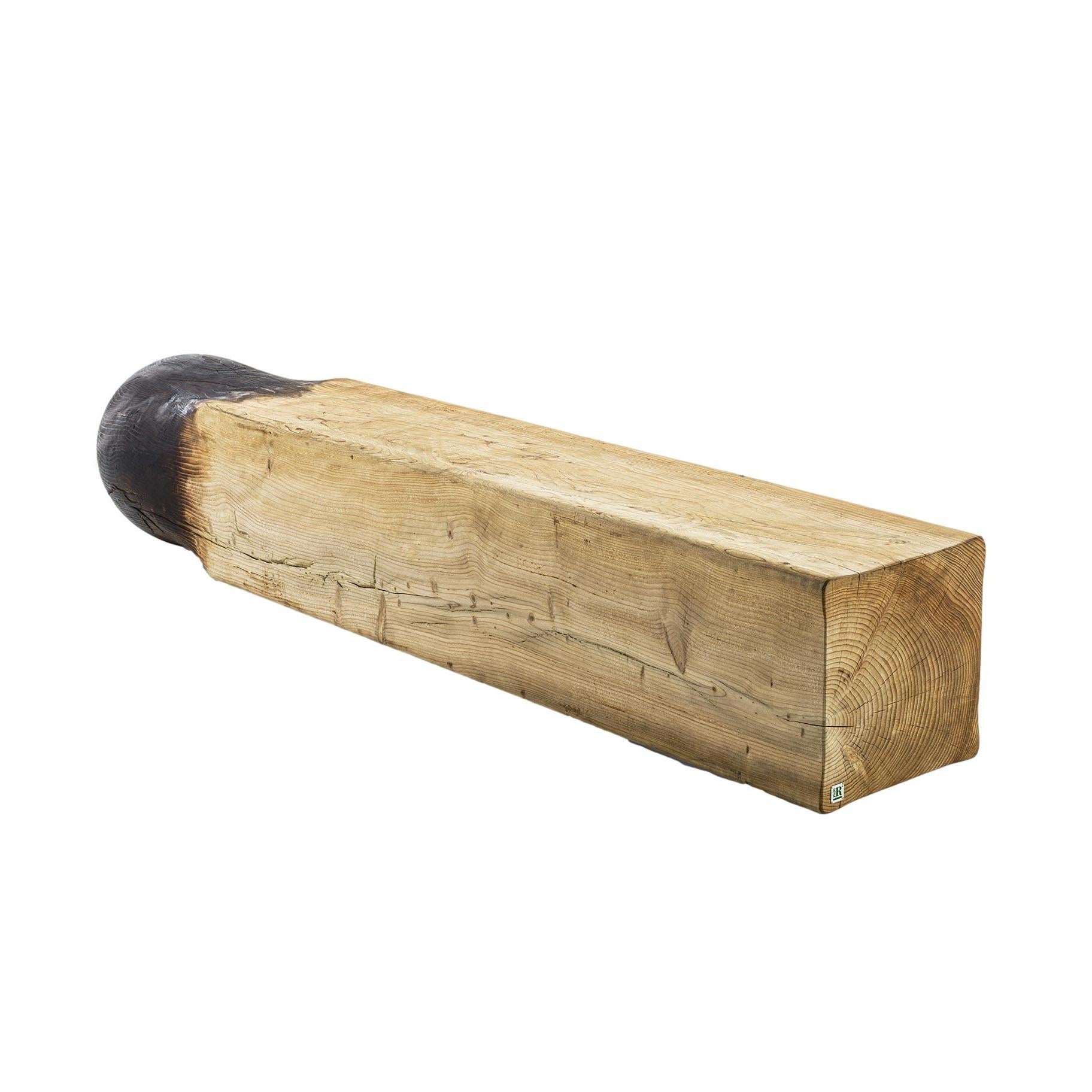 Hand-Carved Matchstick-Inspired Collectible Bench in Solid Scented Cedar with Vulcano Finish For Sale