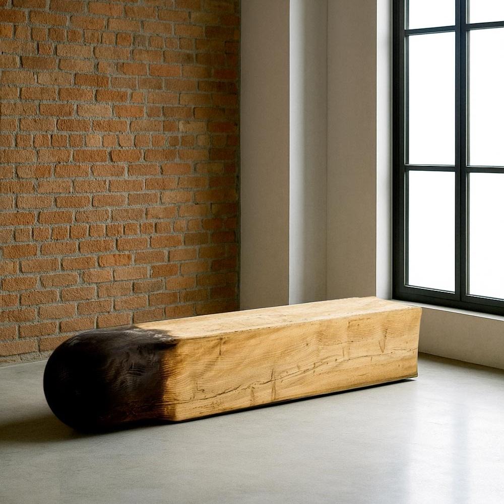 Matchstick-Inspired Collectible Bench in Solid Scented Cedar with Vulcano Finish In New Condition For Sale In NEW YORK, NY
