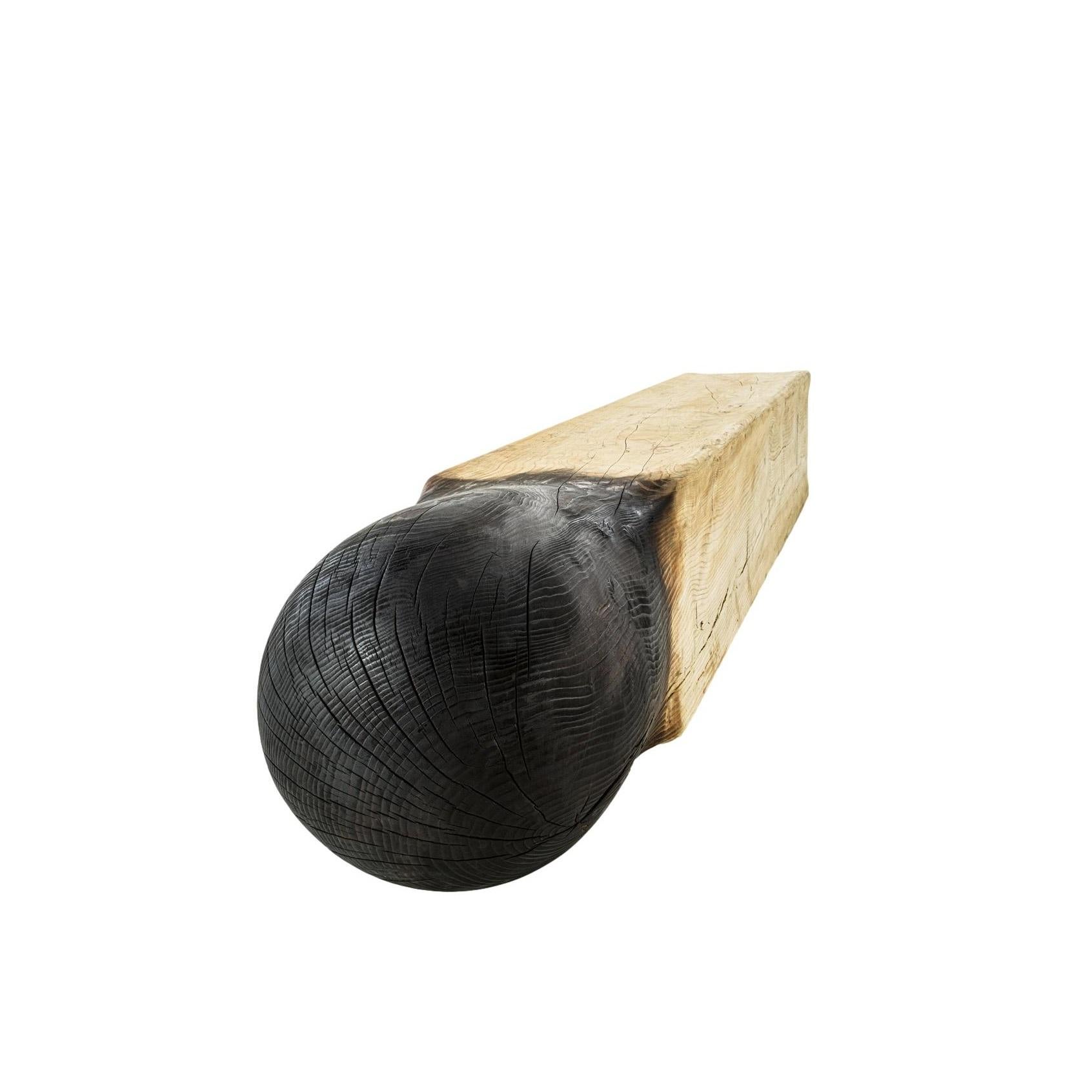 Matchstick-Inspired Collectible Bench in Solid Scented Cedar with Vulcano Finish For Sale 1