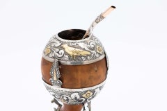 Mate gourd and bombilla with gold and silver calabash