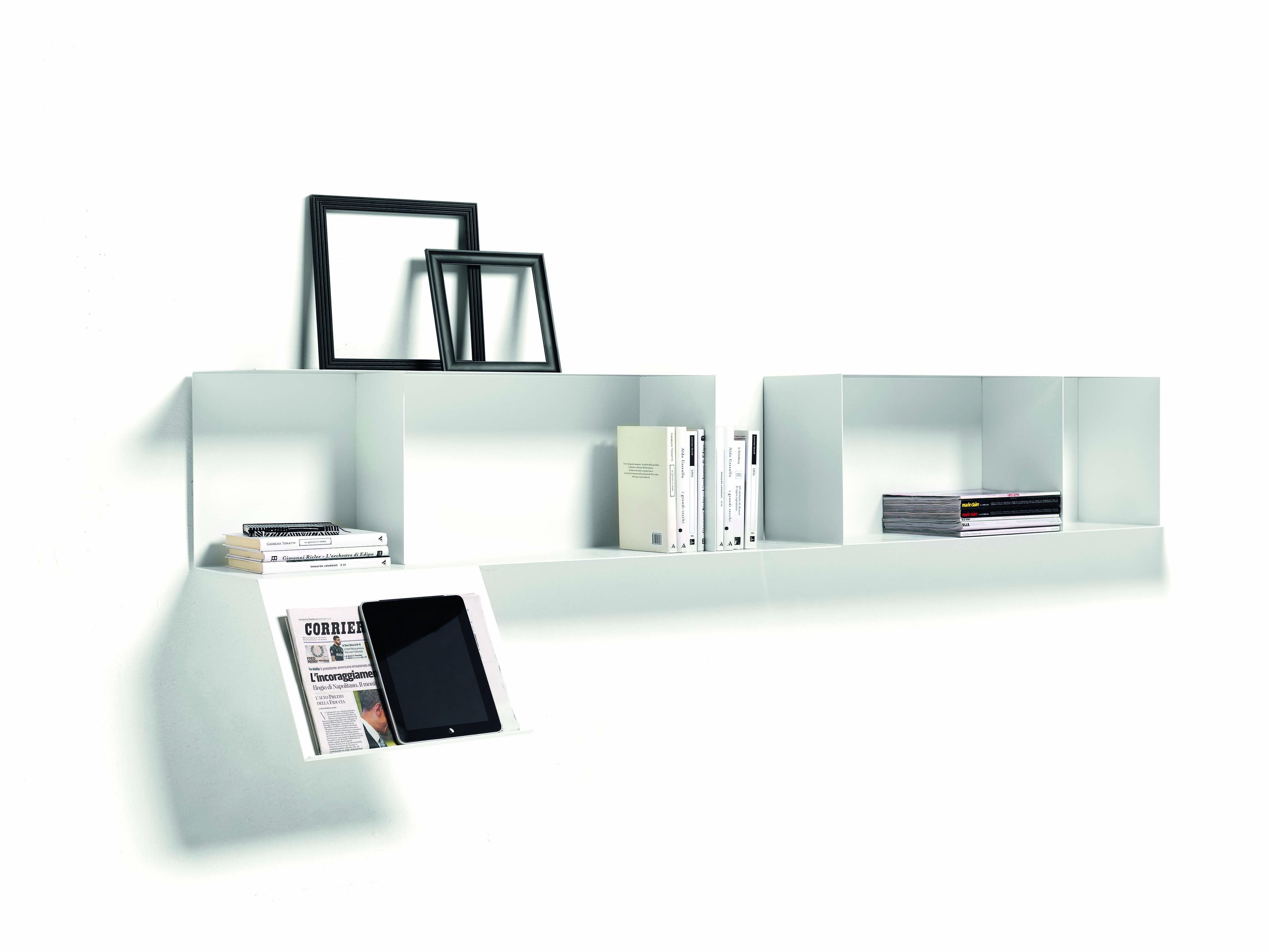 Italian Mate Metal Shelf with Bookstand in White by Mist-O & Mogg For Sale