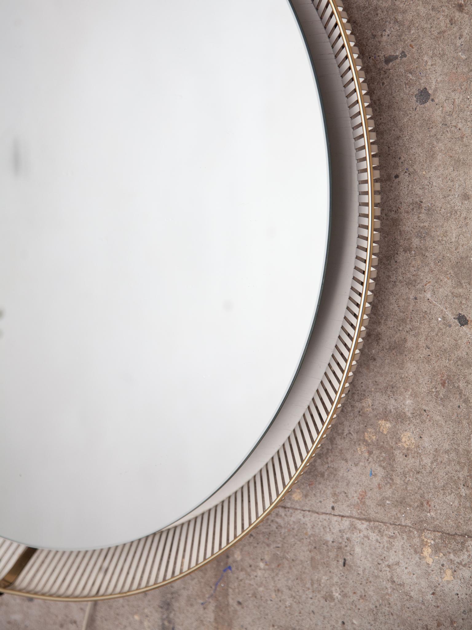 Matégot for Artimeta Round Illuminated Perforated Mirror, 1950s 2