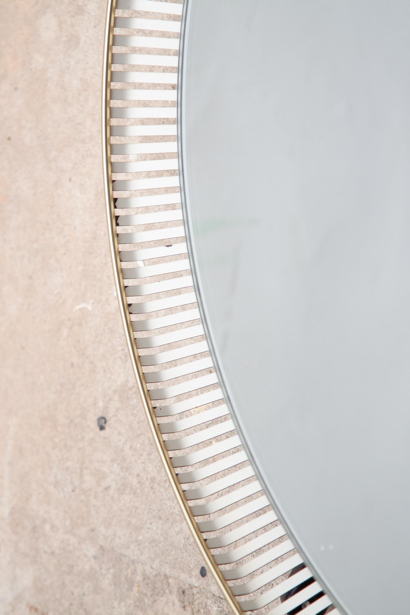 Matégot for Artimeta Round Illuminated Perforated Mirror, 1950s 3