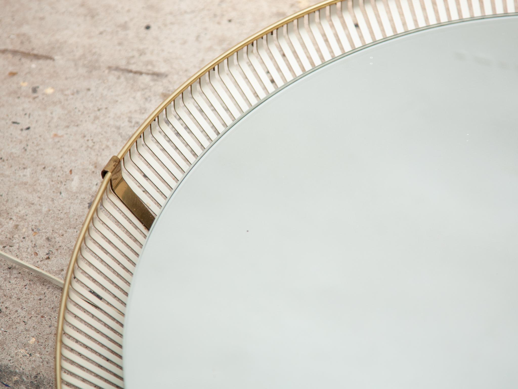 Metal Matégot for Artimeta Round Illuminated Perforated Mirror, 1950s