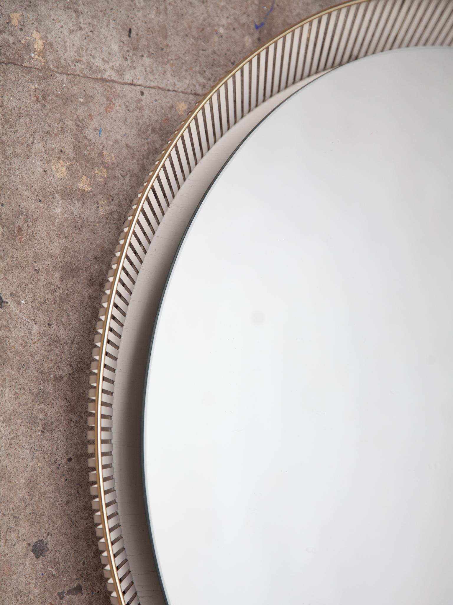 Matégot for Artimeta Round Illuminated Perforated Mirror, 1950s 1