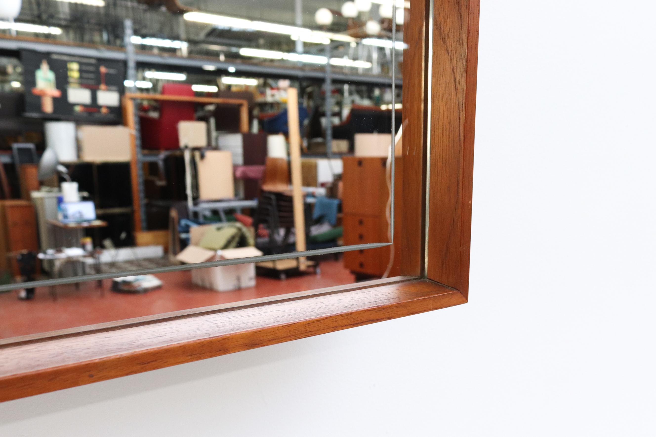Mategot Inspired Teak Framed Backlit Mirror with Perforated White Metal Detail For Sale 4