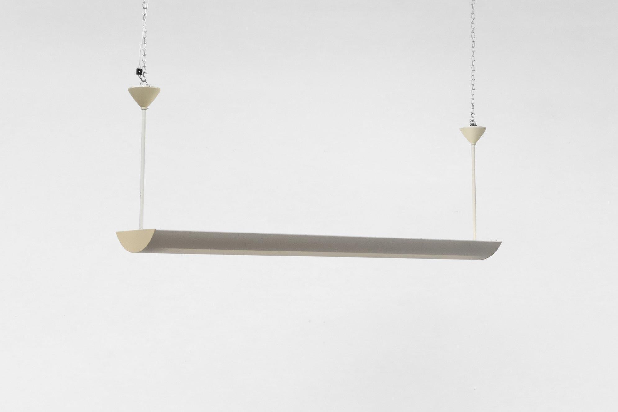 Late 20th Century Mategot Inspired Waldmann Leuchten Beige Fluorescent Industrial Light For Sale