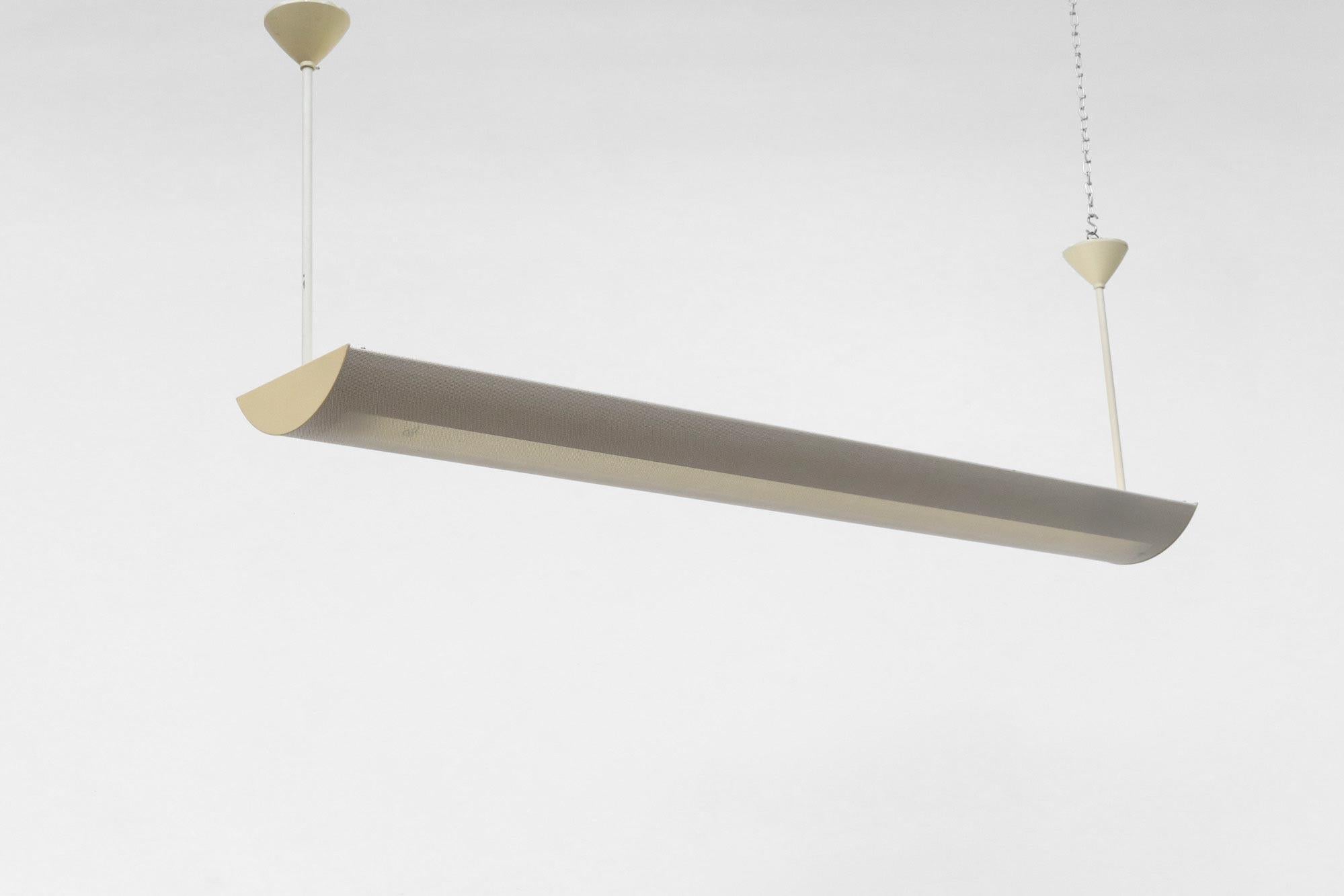 Metal Mategot Inspired Waldmann Leuchten Beige Fluorescent Industrial Light For Sale