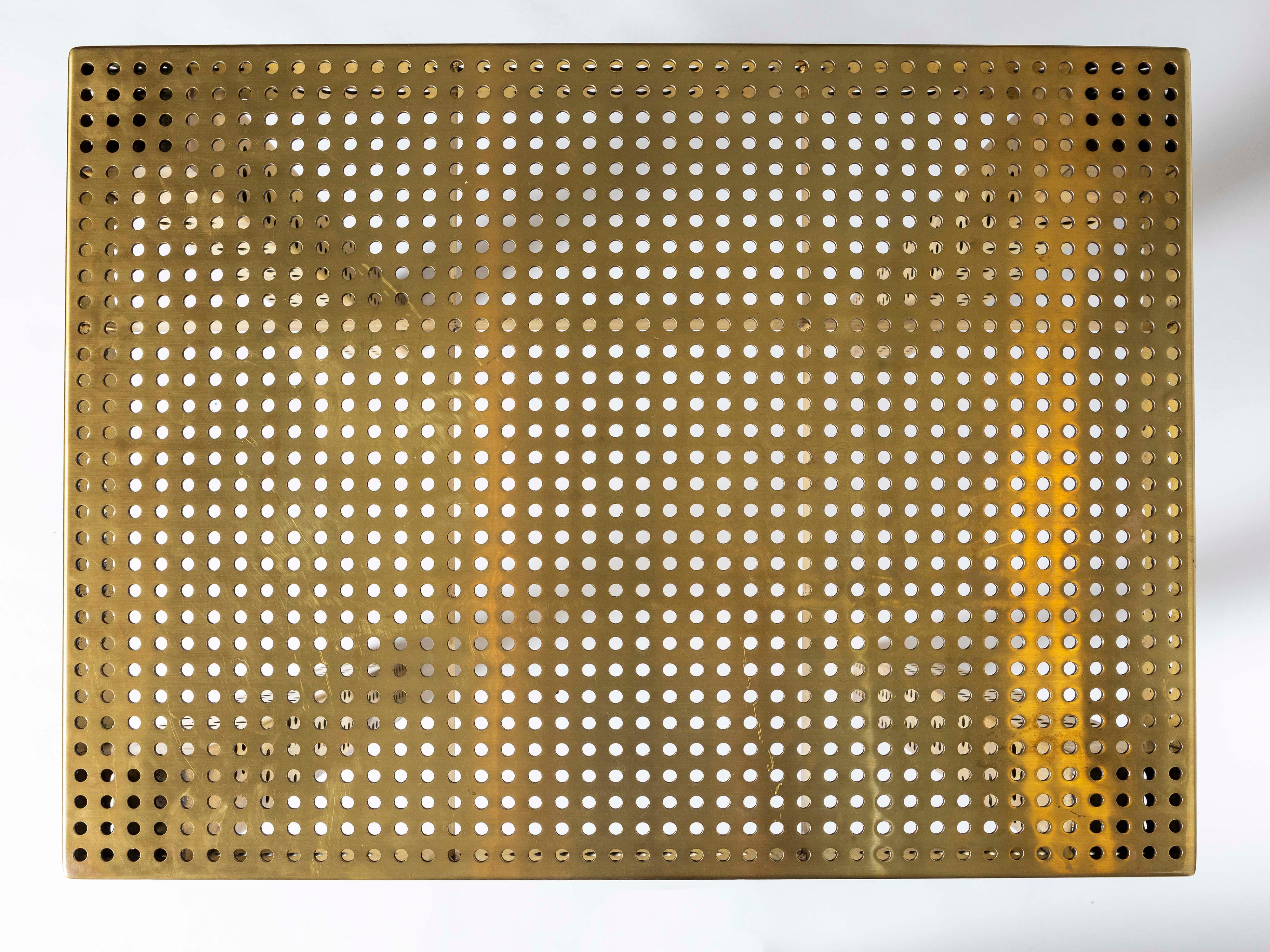 American Matégot-Style Perforated Brass Console Table by Kelly Wearstler